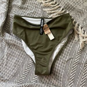 NWT PINK Victorias Secret Active Bikini Swim Bottom Olive Green Sz M
